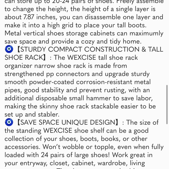 Narrow 10 Tiers Tall Shoe Rack for Entryway 20-24 Pairs Shoe and Boots Organizer - Picture 7 of 7